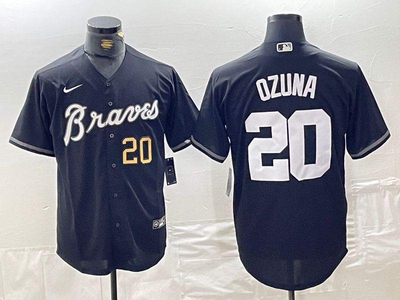 Men Atlanta Braves #20 Ozuna Black Fashion Nike Game MLB Jersey style 3->jacksonville jaguars->NFL Jersey